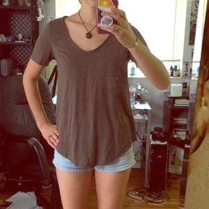 Olive green v neck tee